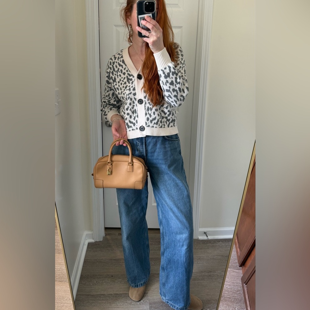 LOFT 100% cotton Leopard Print Cardigan Sweater size Sc - Picture 7 of 7